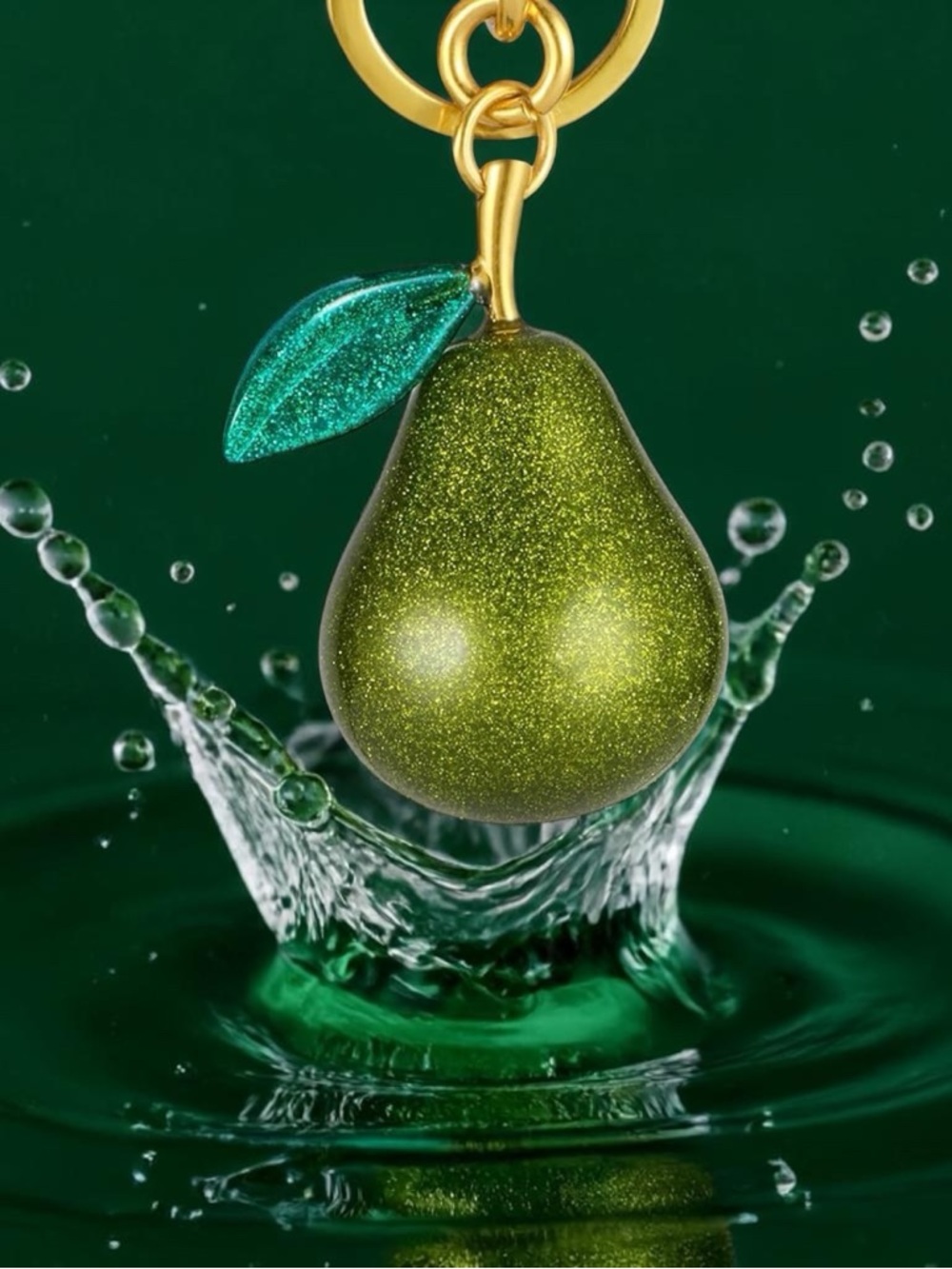 Pear green glitter bag,charm keychain resin, and metal New - Picture 2 of 7